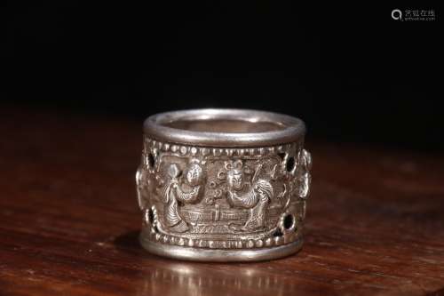 A Chinese Silver Figure-Story Ring