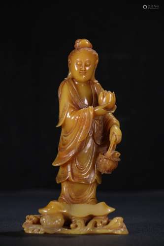 A Chinese Tianhuang Stone Guanyin Ornament