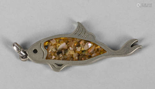 Vintage Designed Pewter Fish Pendant