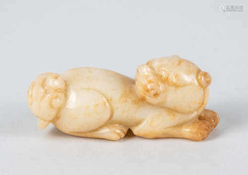 Chinese White Jade Carving of Beast
