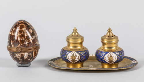 Group of French Gilt Enameled Decoration