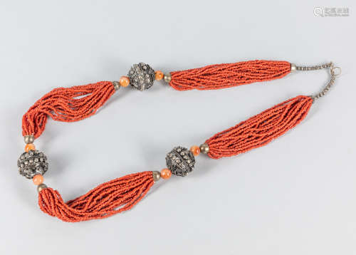 Mongolia Type Coral Like & Agate Necklace