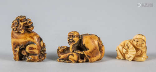 Set of Japanese Carved Bone Like Figures
