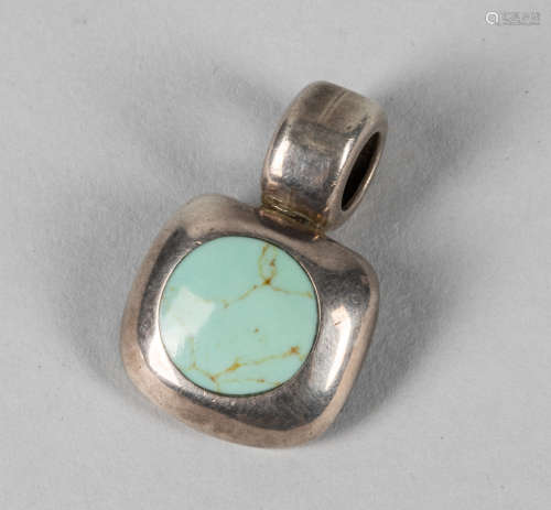 Designed Sterling Taxco Turquoise Pendant