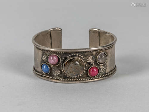 Vintage Silver & Gemstone Cuff Bracelet