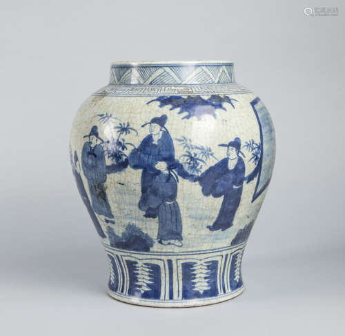 Chinese Export Blue & White Porcelain Jar