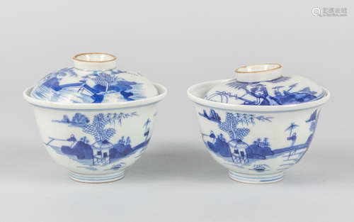 Pair of Chinese Blue and White Tea Wares