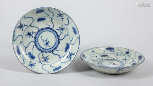 Pairs of Chinese Blue & White Porcelain Plates