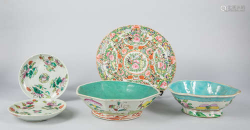 Group of Chinese Old Famille Rose Porcelain Plates