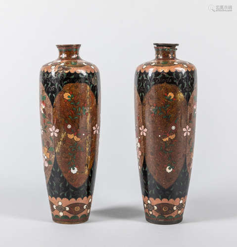 Pair Of Japanese Meiji period Cloisonne Cabinet Vases