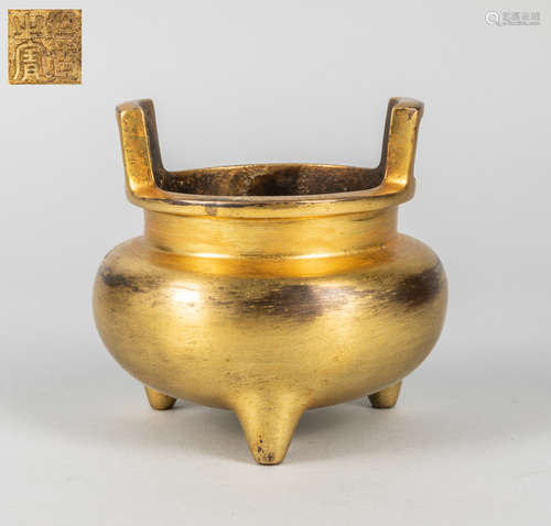 Chinese Gilt Bronze Censer