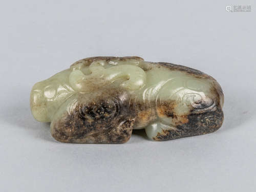 Chinese Celadon Jade Carving of Beast