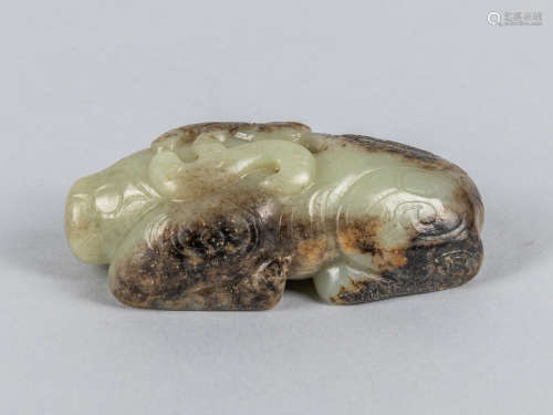 Chinese Celadon Jade Carving of Beast