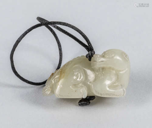 Chinese White Jade Carving of Beast