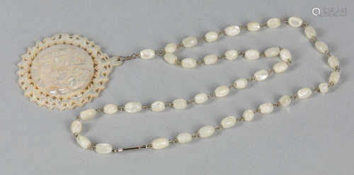 Carved Mother of Pearl Necklace