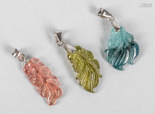 Group of Chinese Tourmaline Carvings