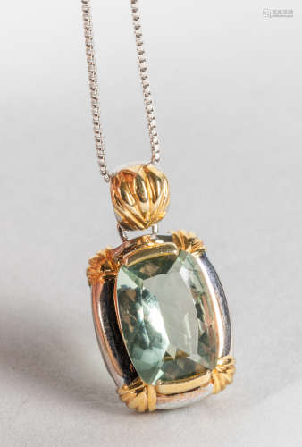 Collectible Aquamarine Pendant with Silver Link