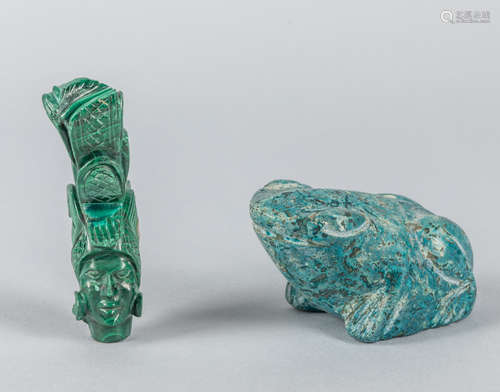 Native American Type Turquoise & Malachite Carvings