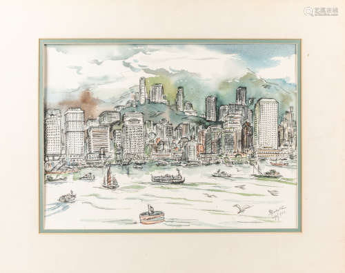 Painting of City Sight with Signature