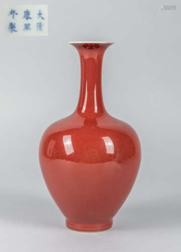 Chinese Export Red Glazed Porcelain Vase