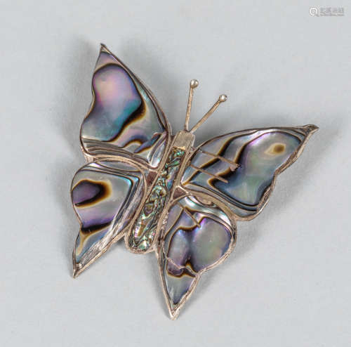 Designed Silver & Pearl Brooch, Butterfly