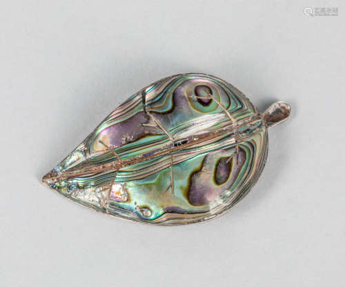 Designed Silver & Pearl Brooch Leaf