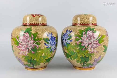 Pairs Chinese Export Cloisonne Jar