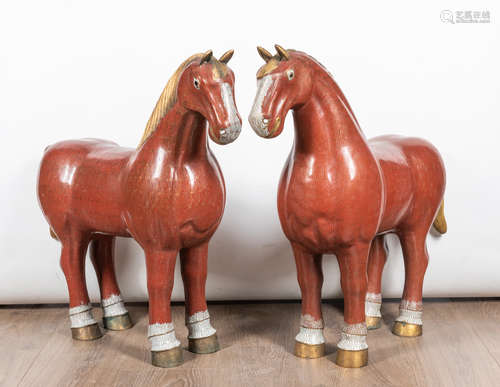 Pairs Chinese Large Cloisonne Horses