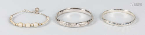 Group of Chinese Silver Bangle Bracelet