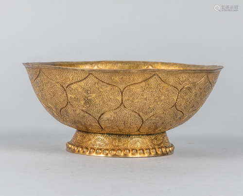 Chinese Gilt Bronze Lotus Bowl