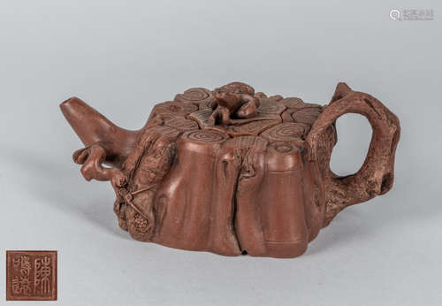 Chinese Wood Type Zisha Tea Pot