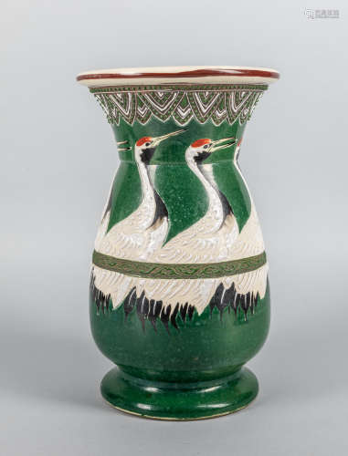 Japanese Taisho Enameled Porcelain Cabinet Vase