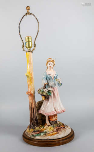 Tall Italy Porcelain Figure Lamp