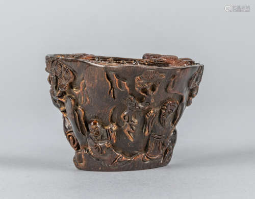 Chinese Horn Carving Cup
