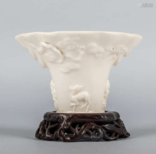 Chinese Dehua Porcelain Cup with Stand