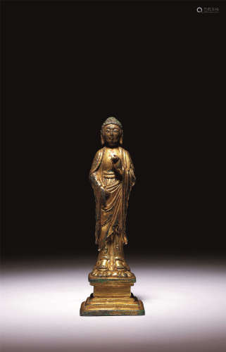 遼 銅鎏金釋迦牟尼立像