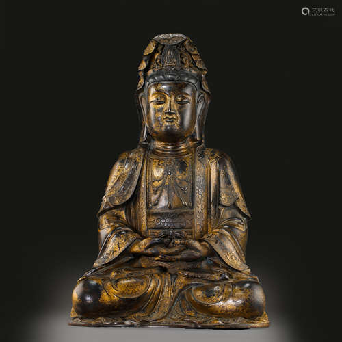 SEATED GILT BRONZE BUDDHA, QING DYNASTY, CHINA