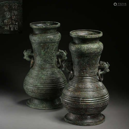 A PAIR OF ANCIENT CHINESE BRONZES POT