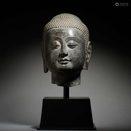 CHINESE BEI QI BLUESTONE BUDDHA HEAD