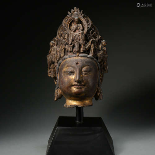 LACQUER WARE CARVED BUDDHA HEAD,  LATE TANG AND FIVE DYNASTIES, CHINA