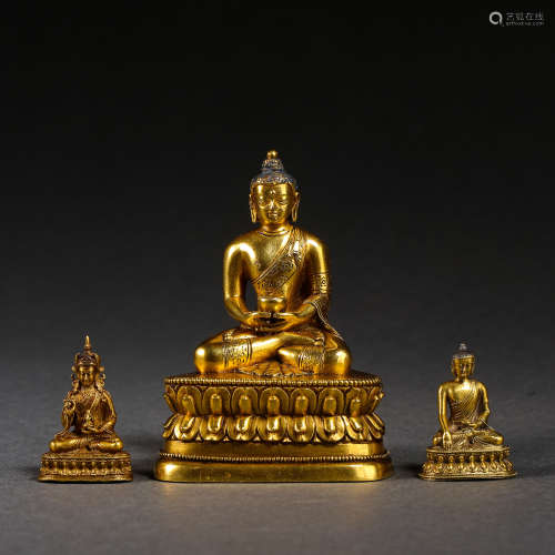 A GROUP OF CHINESE GILT BRONZE BUDDHA STATUES