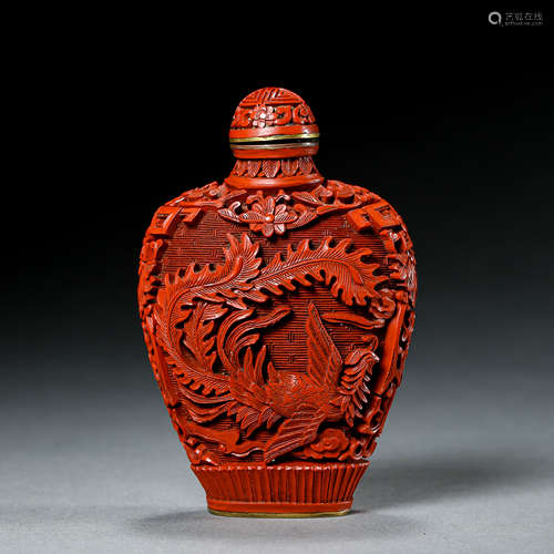 CHINESE QING DYNASTY LACQUER WARE  SNUFF BOTTLE