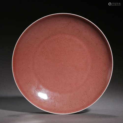 CHINESE QING DYNASTY RED GLAZED PLATE