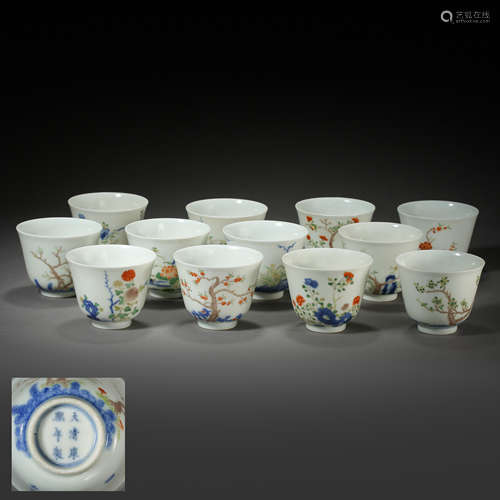 A SET OF CHINESE QING DYNASTY CUPS