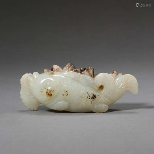 HETIAN JADE FISH PENDANT, LIAO JIN PERIOD OF CHINA