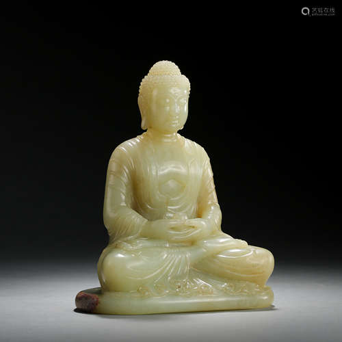 ANCIENT CHINESE HETIAN JADE BUDDHA STATUE