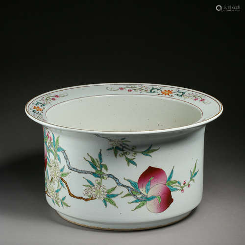 CHINESE QING DYNASTY FAMILLE ROSEL FLOWER POT