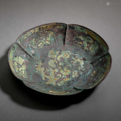 CHINESE COPPER PARTIAL GILT PLATE