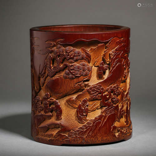 CHINESE ANCIENT WOODCARVING PEN HOLDER