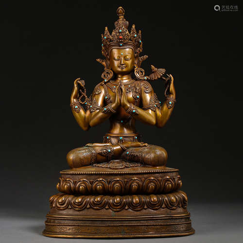 ANCIENT CHINESE BRONZE SEATED BUDDHA